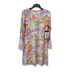 IBKUL Dress Small Bell Sleeve Paisley Rainbow UPF 50 ICEFIL Dry Fit NEW #YZ3-9